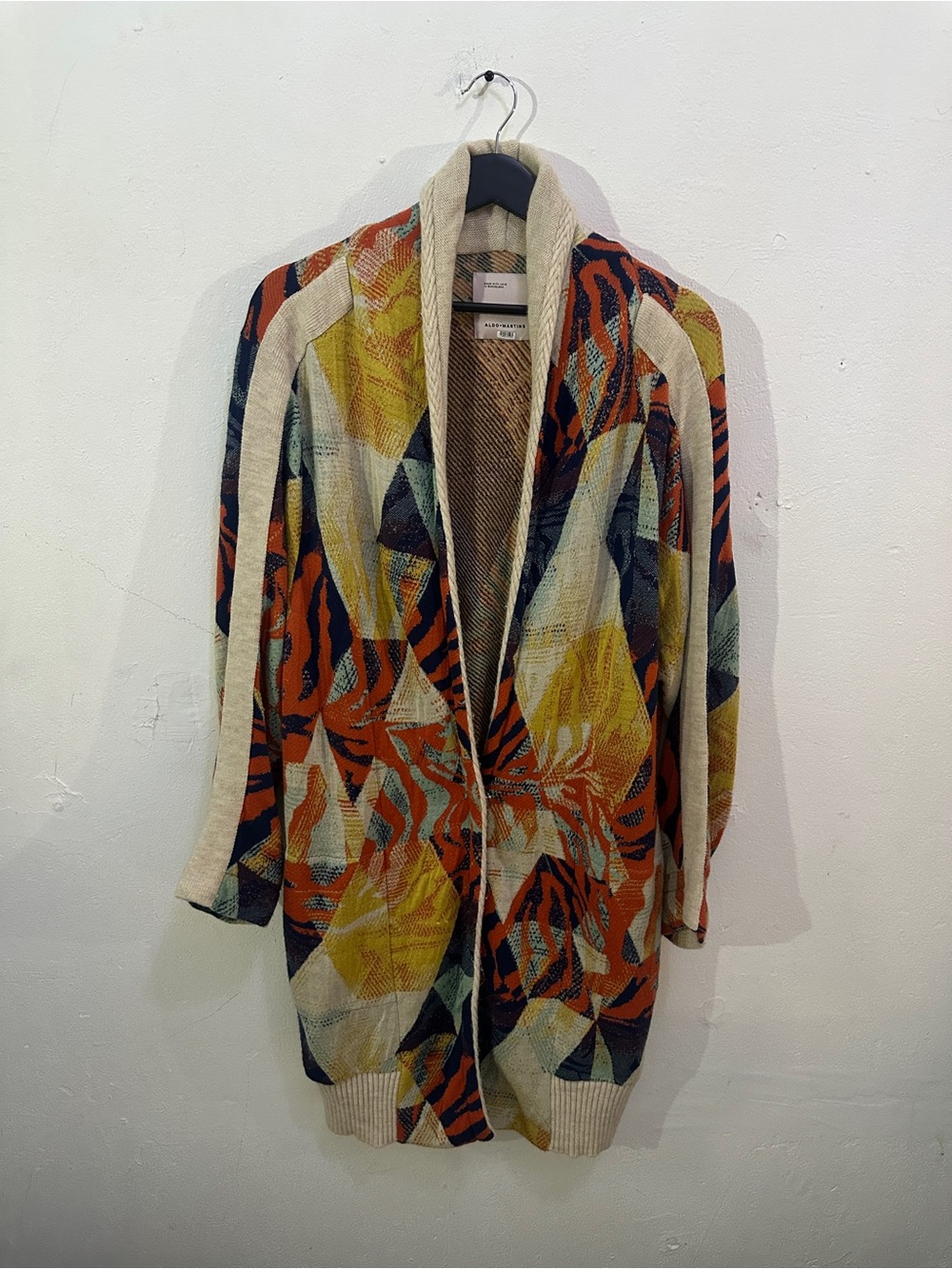 Aldo Martins Wool Blend Cardigan Abstract Pattern Merino Spain Women’s XL